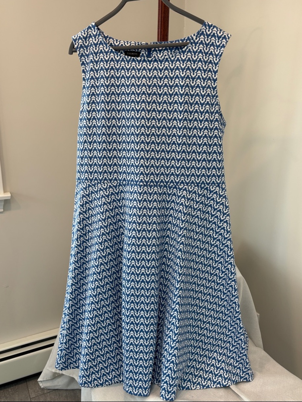 Talbots Blue and White Sleeveless A-Line Dress